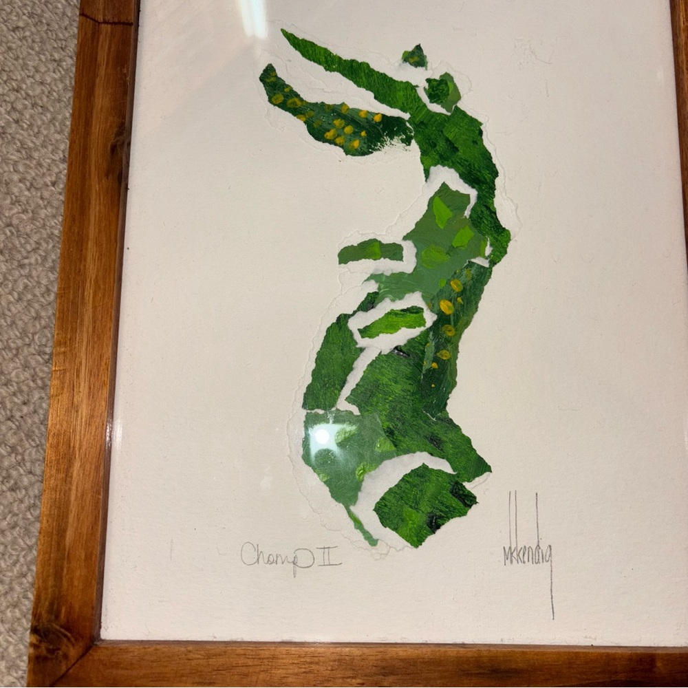Chomp custom artwork signed Green gator, framed with glass University of Florida